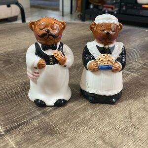 Teddy Bear CIC Japan Chef Salt & Pepper Ceramic Shakers